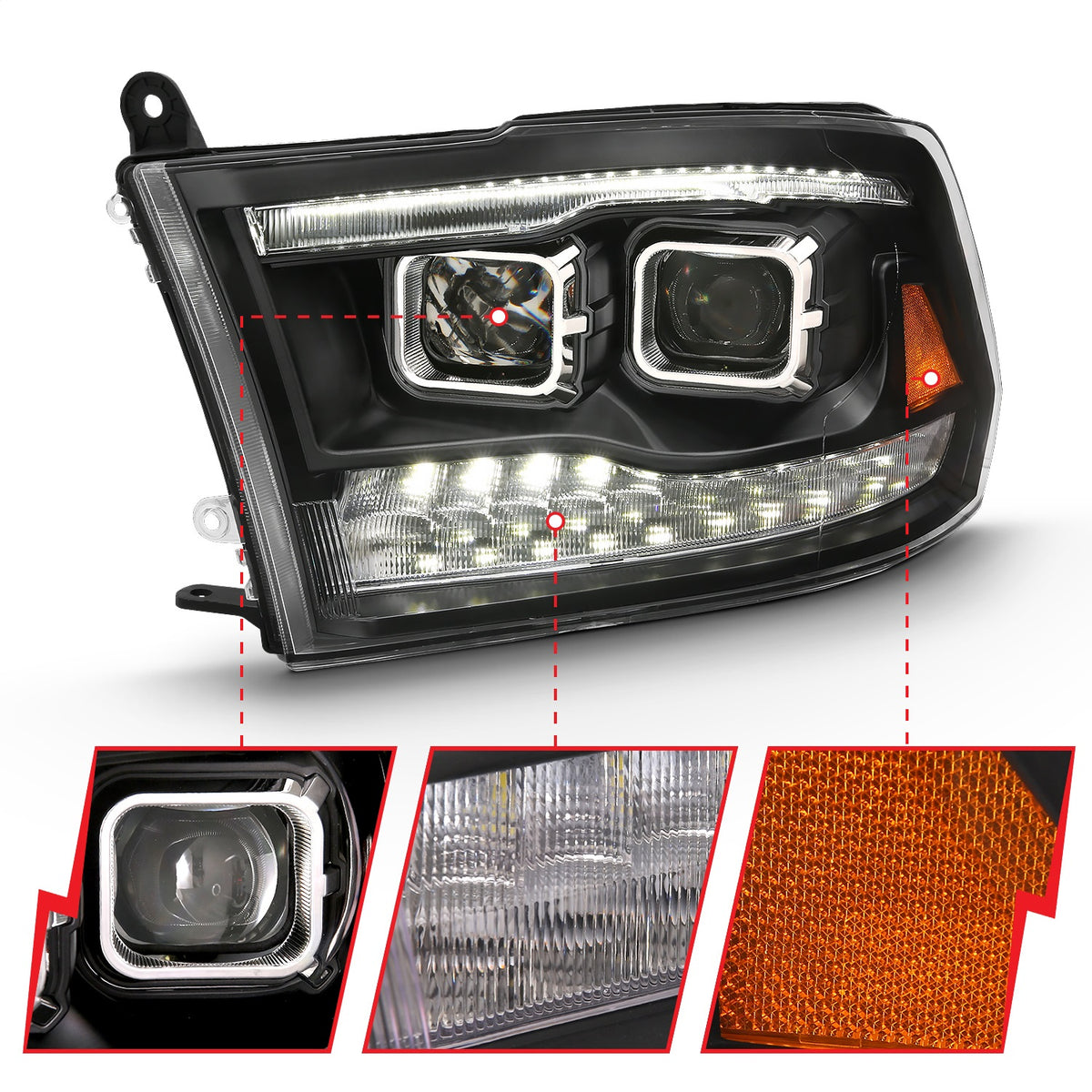 ANZO USA ZUKT_111441 Anzo ZUKT_111441 Projector Headlight Set for Ram 1500 for 111441