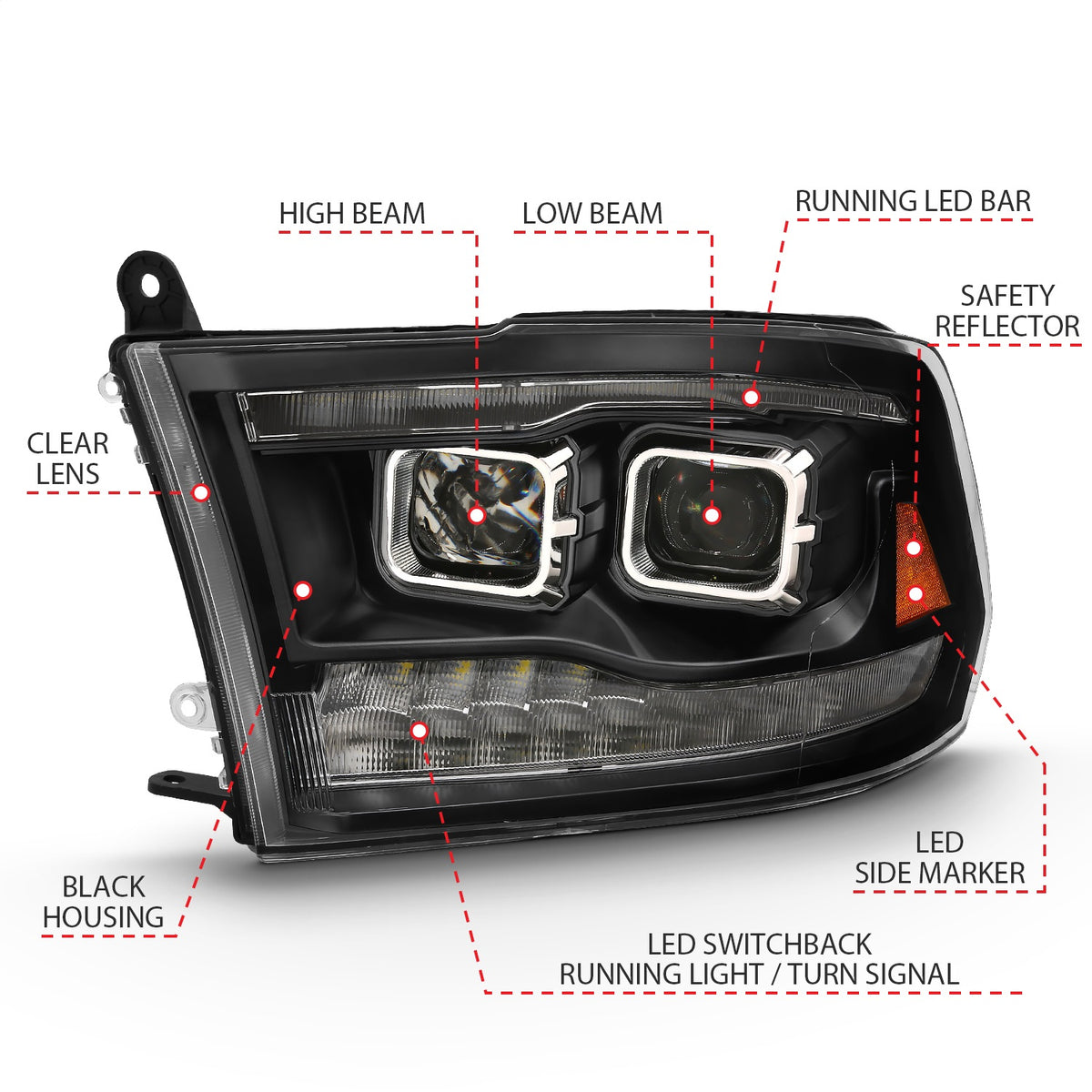ANZO USA ZUKT_111441 Anzo ZUKT_111441 Projector Headlight Set for Ram 1500 for 111441