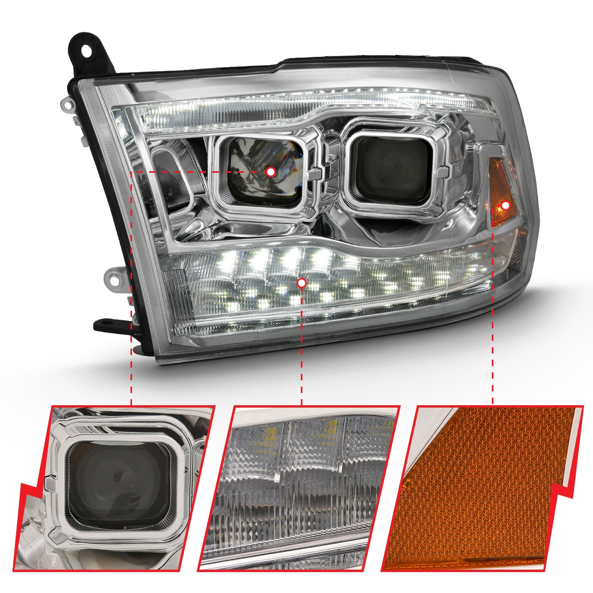 ANZO USA ZUKT_111442 Anzo ZUKT_111442 Projector Headlight Set for Ram 1500 for 111442