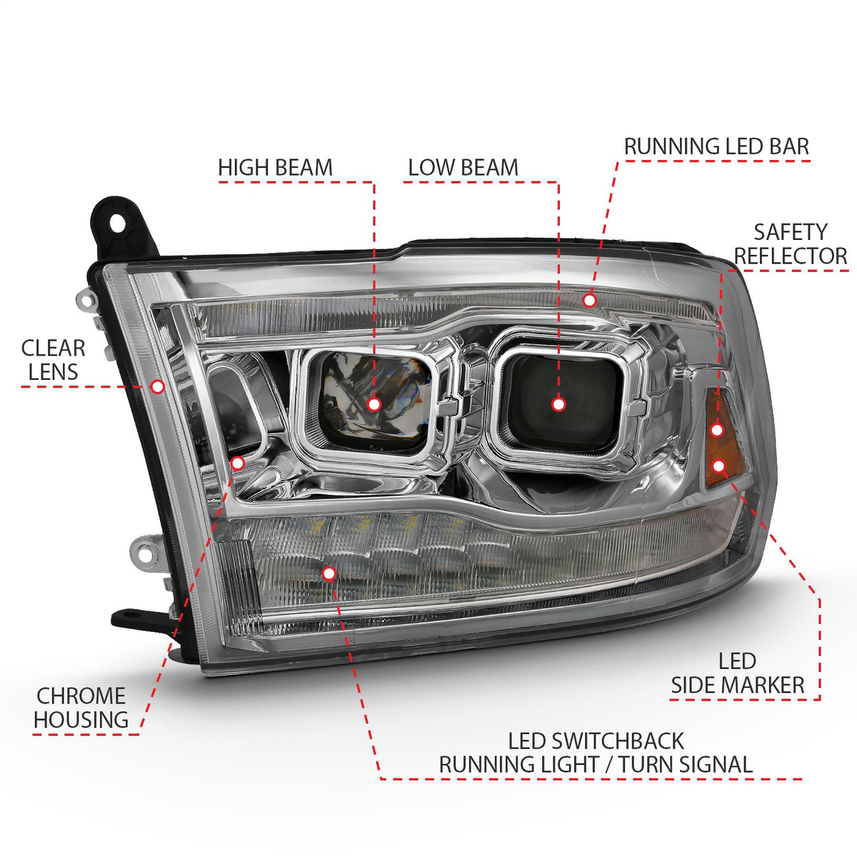 ANZO USA ZUKT_111442 Anzo ZUKT_111442 Projector Headlight Set for Ram 1500 for 111442