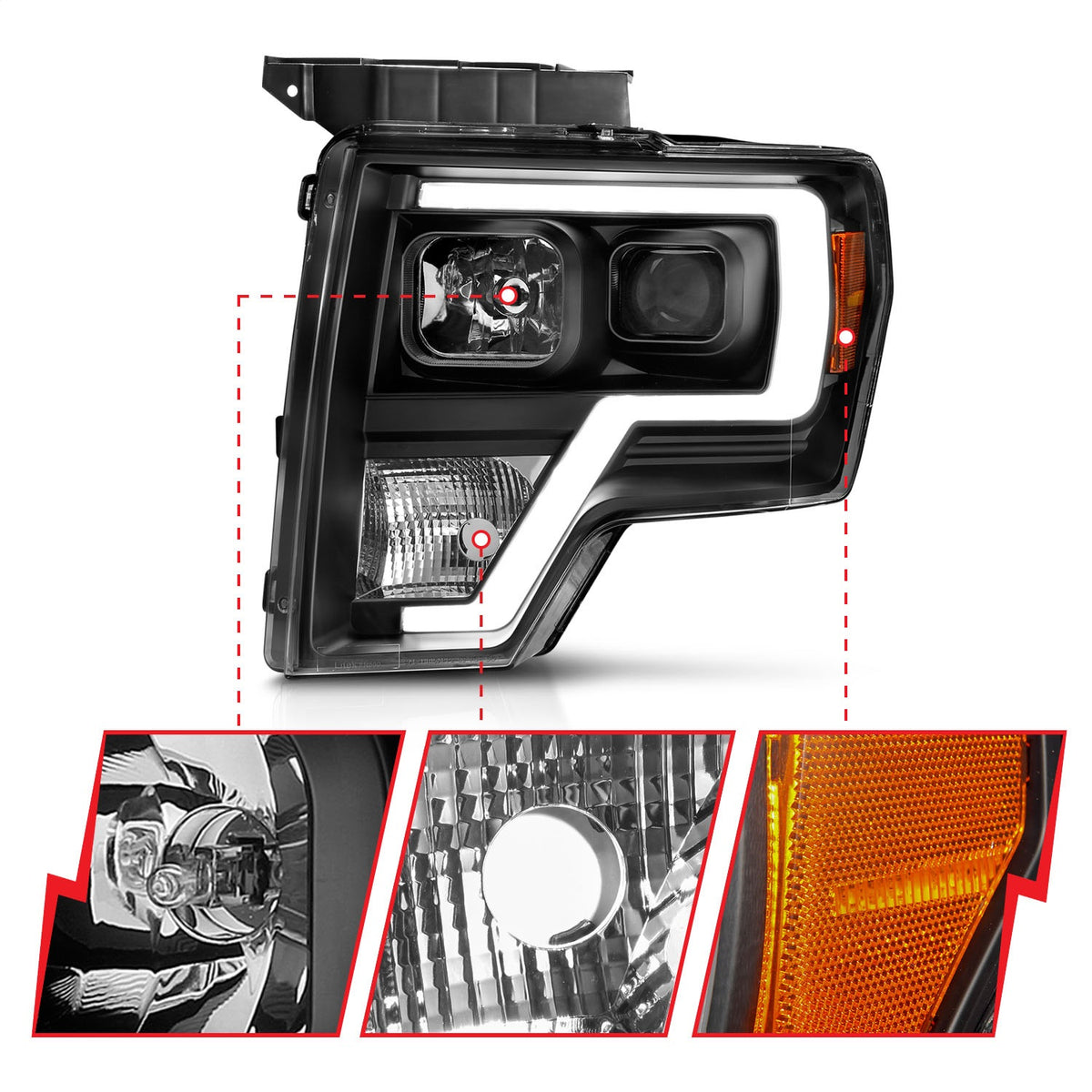 ANZO USA ZUKT_111443 Anzo ZUKT_111443 Projector Headlight Set Light Bar