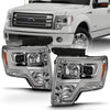 Anzo USA | Projector Headlight Set Clear Lens Chrome w/Amber Housing Pair w/Plank Style Design | Fits F-150 | 111444