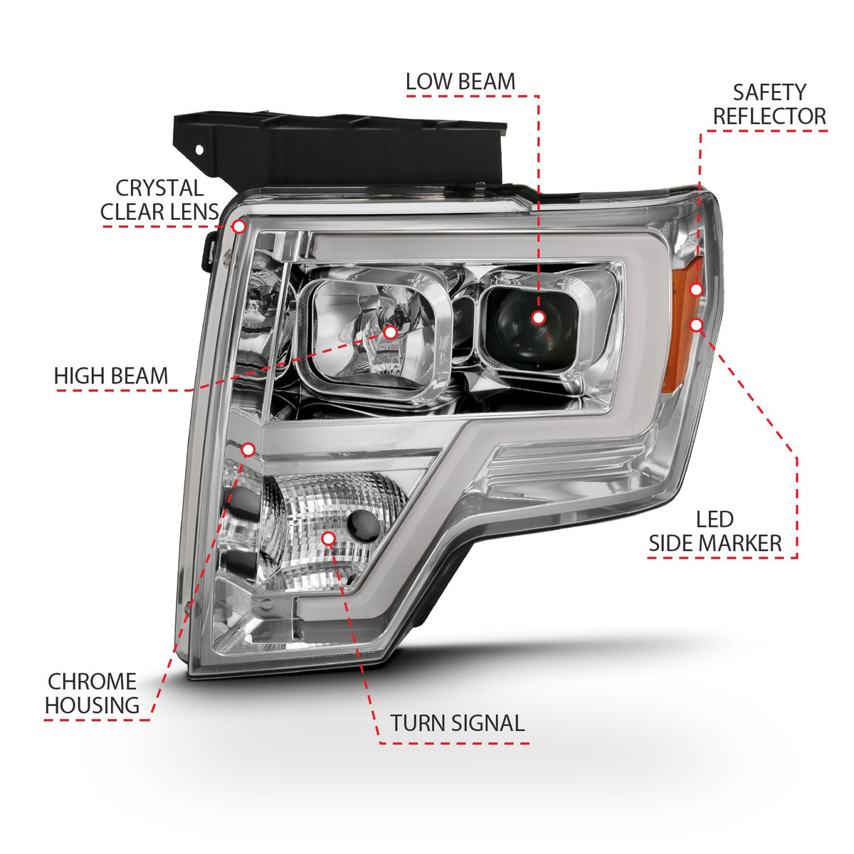 ANZO USA ZUKT_111444 Anzo ZUKT_111444 Projector Headlight Set Clear Lens Chrome