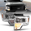 Anzo USA | Projector Headlight Set Clear Lens Chrome w/Amber Housing Pair | Fits F-150 | 111446