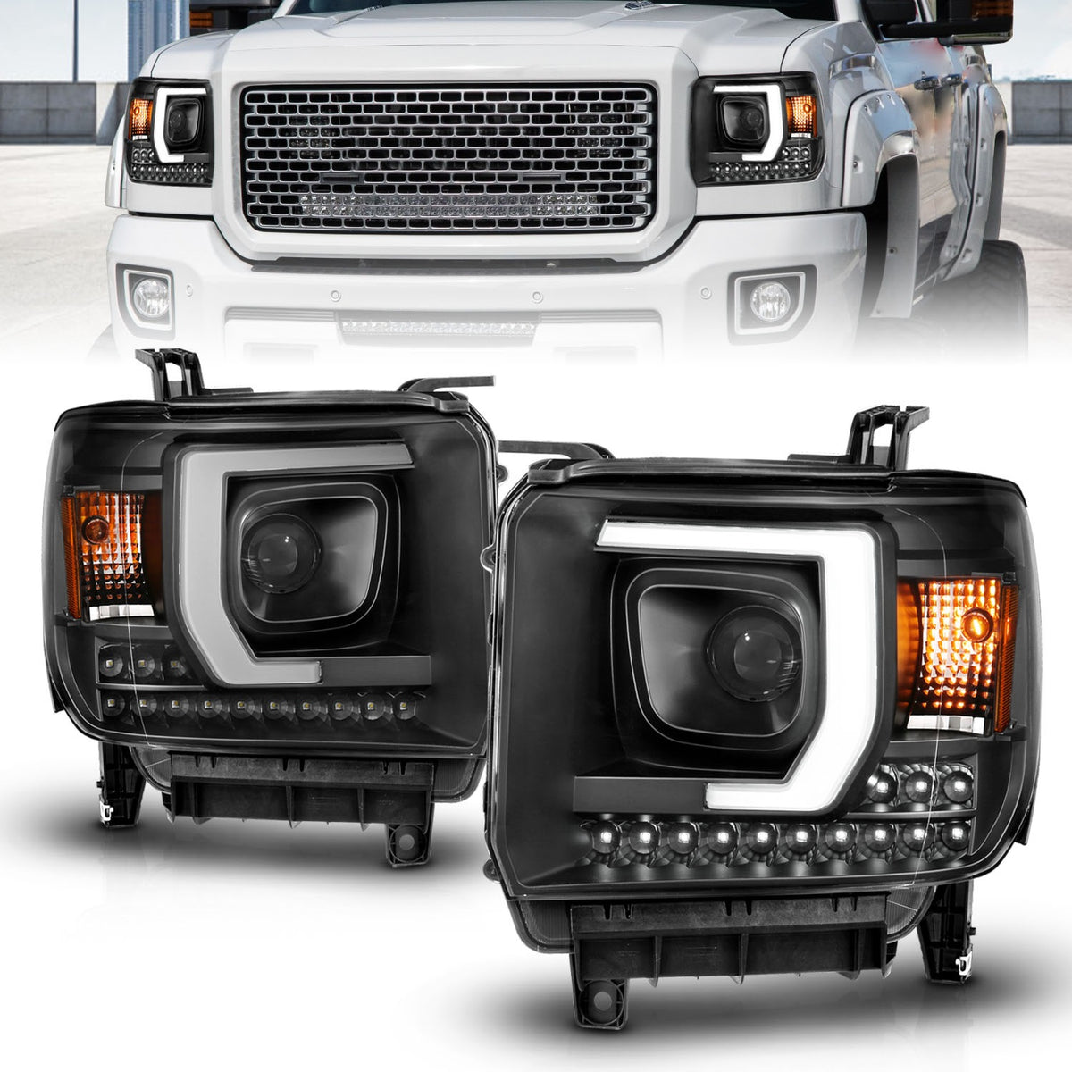 ANZO USA ZUKT_111450 Anzo ZUKT_111450 Projector Headlight Set Plank Style Headlight