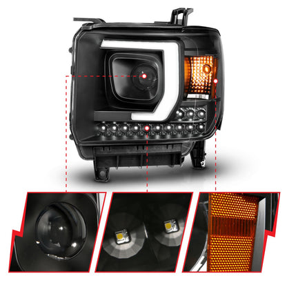 ANZO USA ZUKT_111450 Anzo ZUKT_111450 Projector Headlight Set Plank Style Headlight