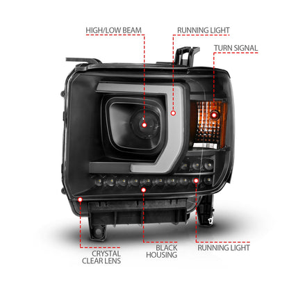 ANZO USA ZUKT_111450 Anzo ZUKT_111450 Projector Headlight Set Plank Style Headlight