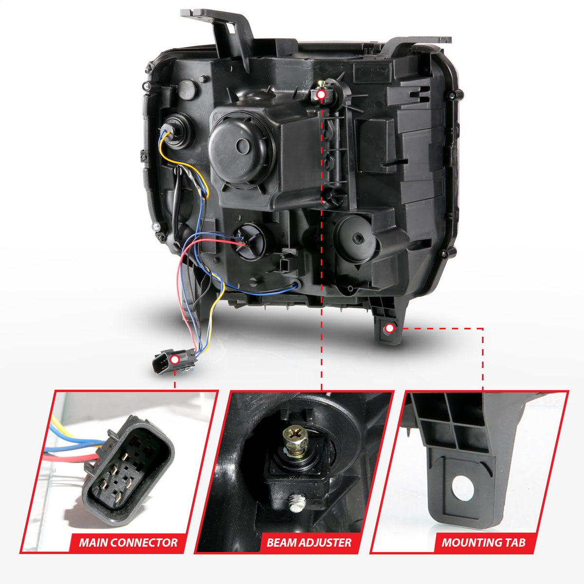 ANZO USA ZUKT_111450 Anzo ZUKT_111450 Projector Headlight Set Plank Style Headlight