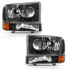 Anzo USA | Crystal Headlight Set Clear Lens Black w/Amber Housing w/Corner Lights w/o Bulb Pair | Fits F-250 Super Duty | 111457