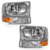 Anzo USA | Crystal Headlight Set Clear Lens Chrome w/Amber Housing w/Corner Lights w/o Bulb Pair | Fits F-250 Super Duty | 111458