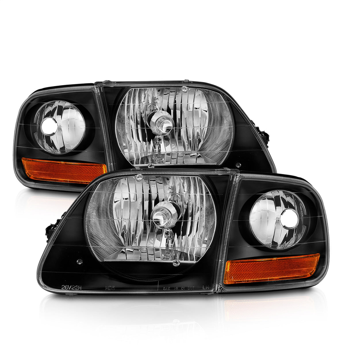 ANZO USA ZUKT_111460 Anzo ZUKT_111460 Crystal Headlight Set Clear Lens Black Housing