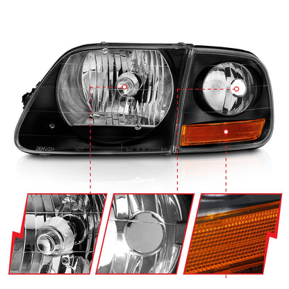 ANZO USA ZUKT_111460 Anzo ZUKT_111460 Crystal Headlight Set Clear Lens Black Housing