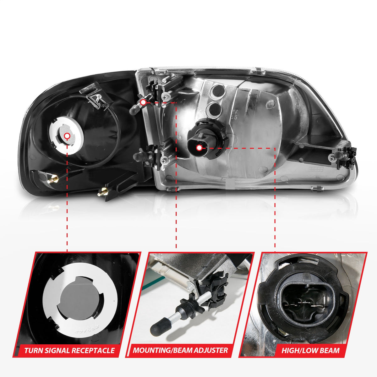 ANZO USA ZUKT_111460 Anzo ZUKT_111460 Crystal Headlight Set Clear Lens Black Housing