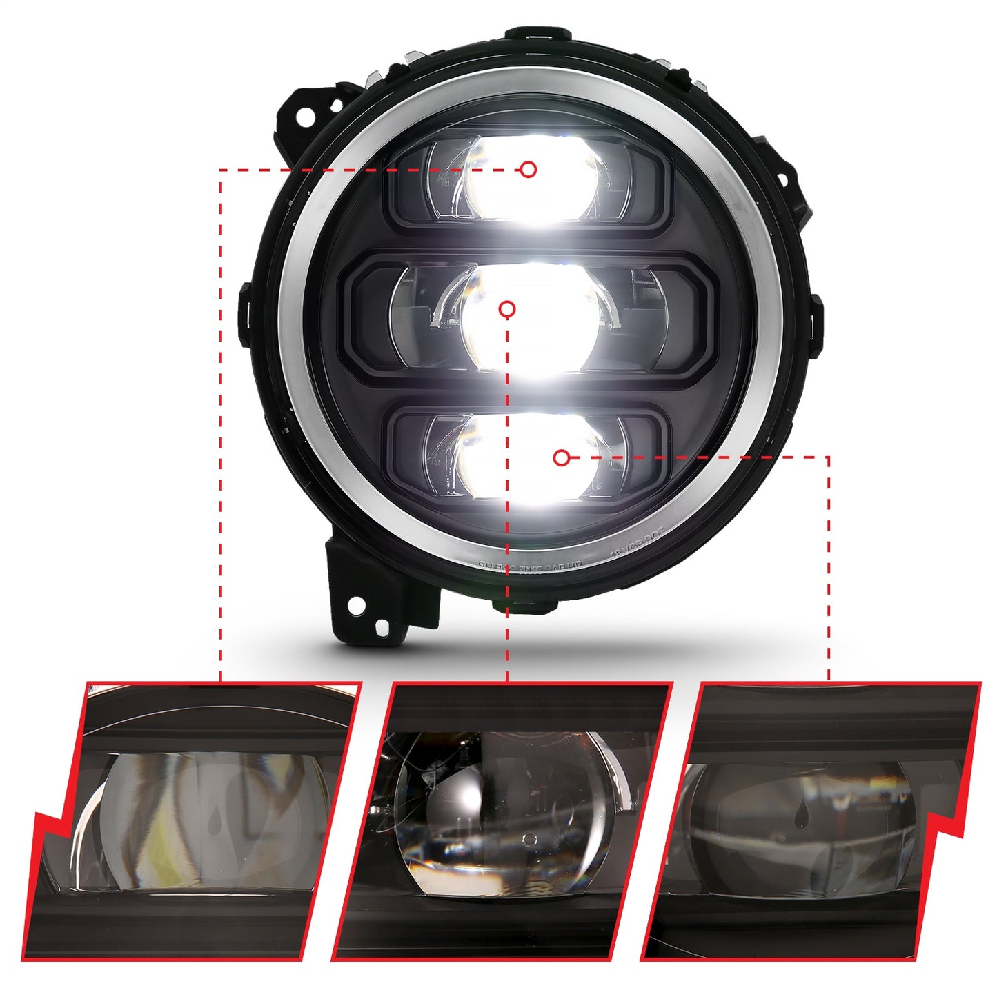 LED Projector Headlight; w/Plank Style Design; Black; Pair;