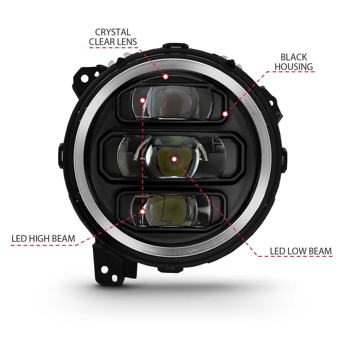 LED Projector Headlight; w/Plank Style Design; Black; Pair;