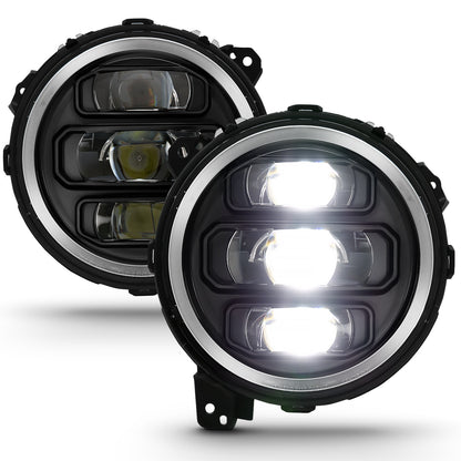 LED Projector Headlight; w/Plank Style Design; Black; Pair;