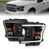 Anzo USA | Projector Headlight Set w/Halo w/Plank Style Black w/Amber Pair | Fits F-150 | 111467
