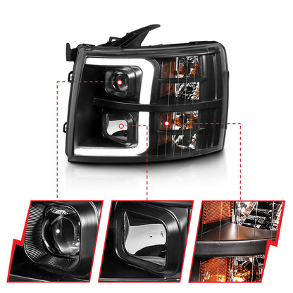 ANZO USA ZUKT_111480 Anzo ZUKT_111480 Projector Headlight Set Clear Lens Black