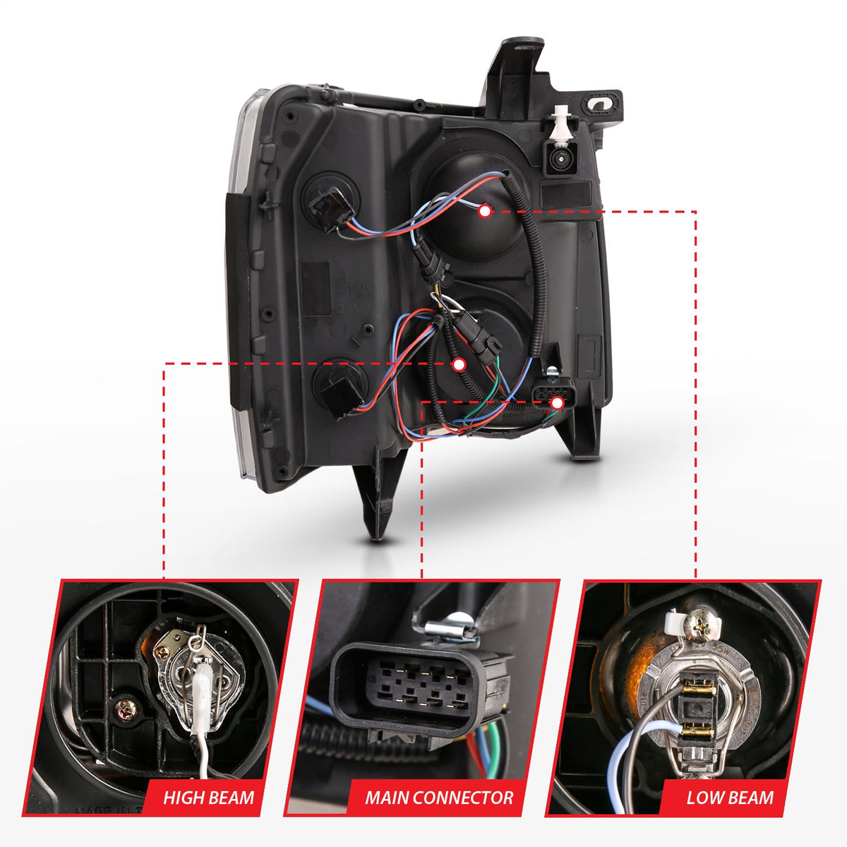 ANZO USA ZUKT_111480 Anzo ZUKT_111480 Projector Headlight Set Clear Lens Black