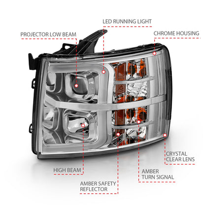 ANZO USA ZUKT_111481 Anzo ZUKT_111481 Projector Headlight Set Clear Lens Chrome