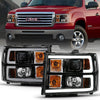 Anzo USA | Projector Headlight Set Clear Lens Black w/Amber Housing Pair w/Plank Style Design | Fits Sierra 1500 | 111482