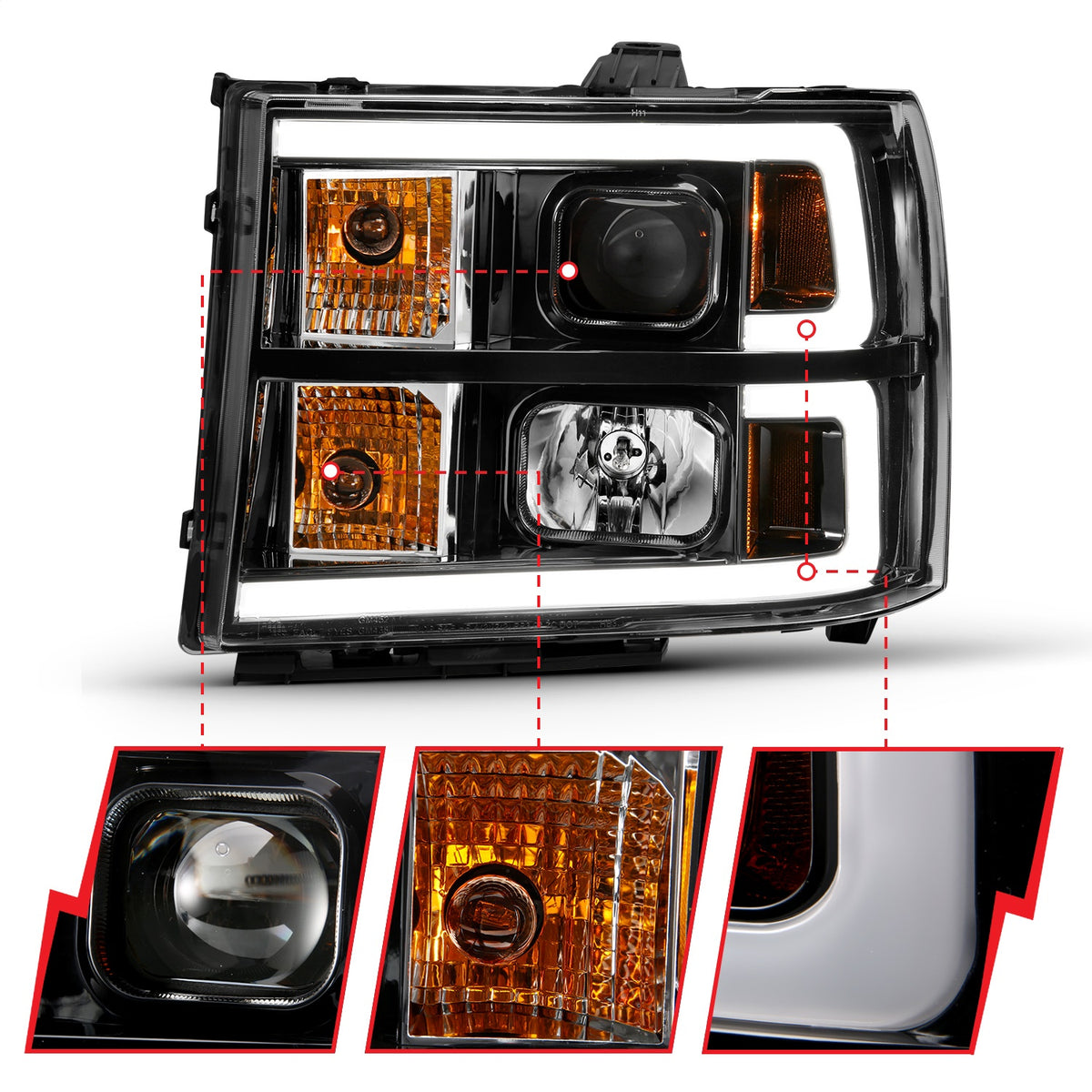 ANZO USA ZUKT_111482 Anzo ZUKT_111482 Projector Headlight Set Clear Lens Black