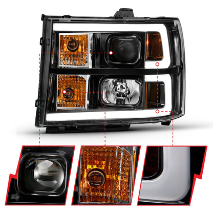 ANZO USA ZUKT_111482 Anzo ZUKT_111482 Projector Headlight Set Clear Lens Black
