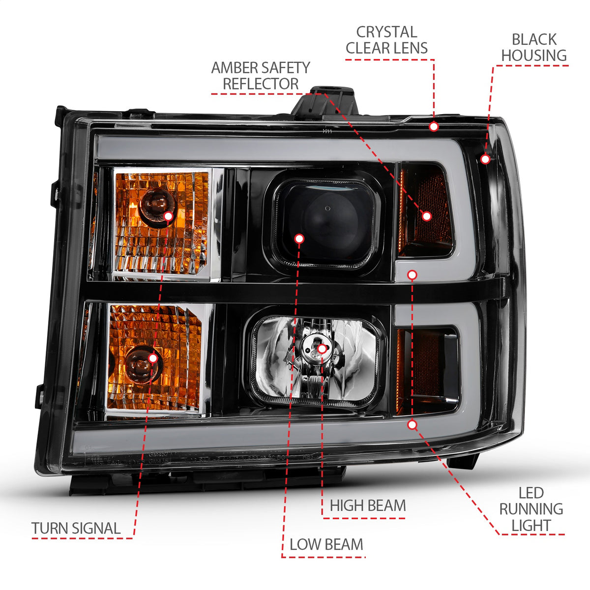 ANZO USA ZUKT_111482 Anzo ZUKT_111482 Projector Headlight Set Clear Lens Black