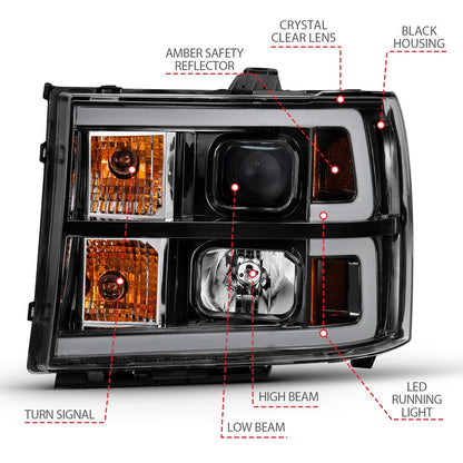 ANZO USA ZUKT_111482 Anzo ZUKT_111482 Projector Headlight Set Clear Lens Black
