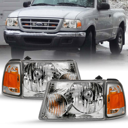 ANZO USA ZUKT_111484 Anzo ZUKT_111484 Crystal Headlight Set Clear Lens Chrome Pair