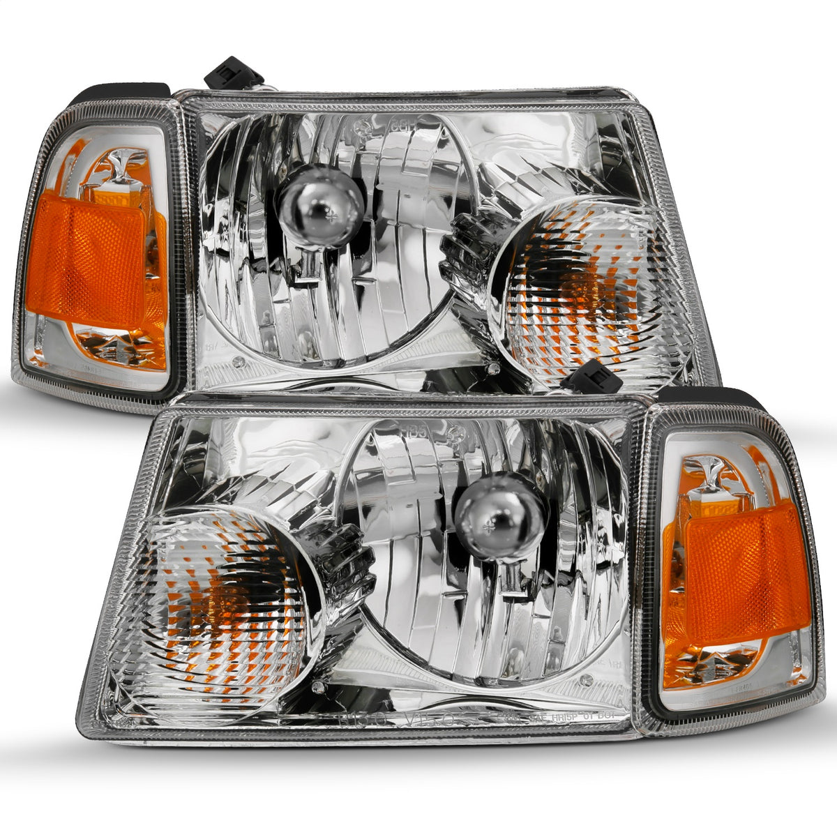 ANZO USA ZUKT_111484 Anzo ZUKT_111484 Crystal Headlight Set Clear Lens Chrome Pair