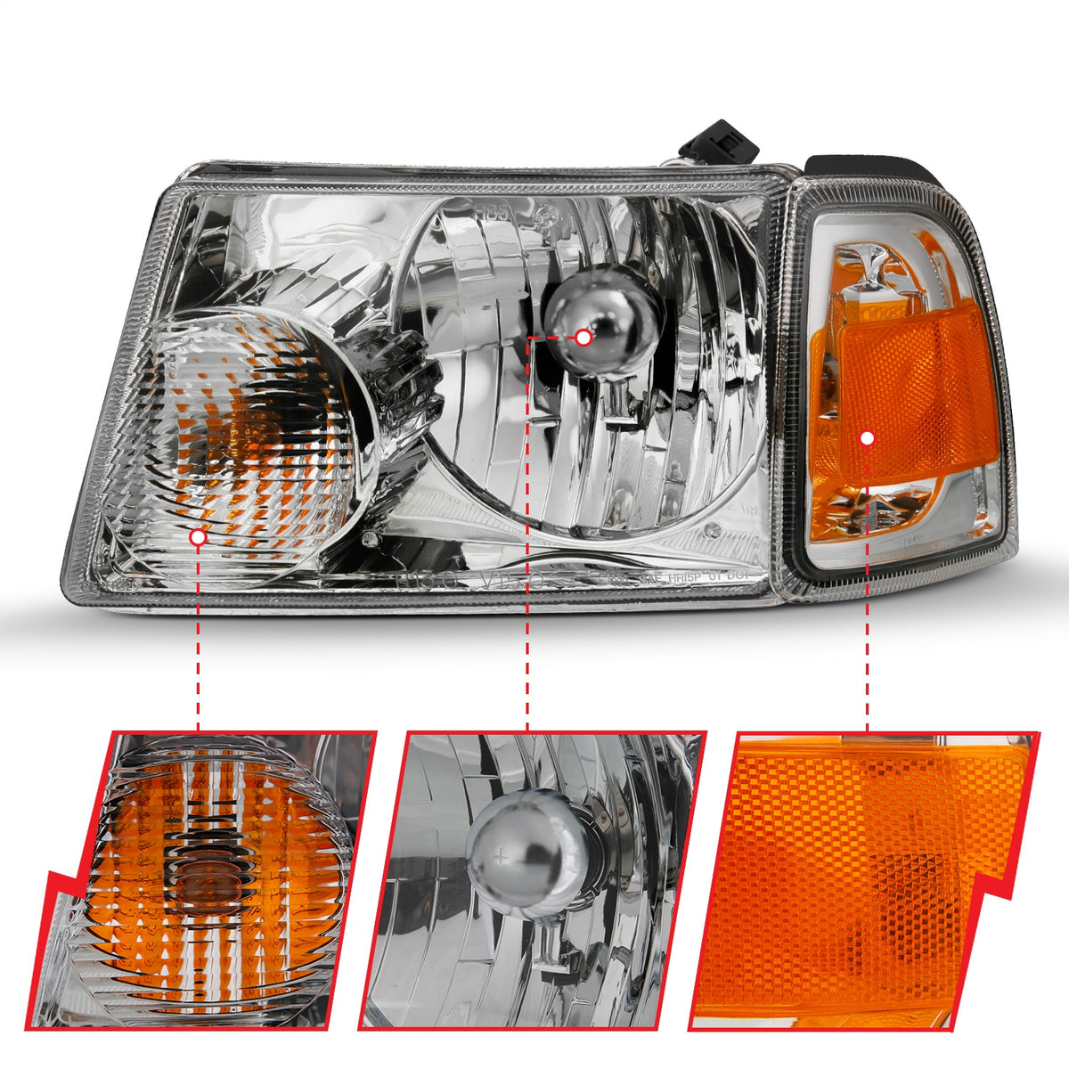 ANZO USA ZUKT_111484 Anzo ZUKT_111484 Crystal Headlight Set Clear Lens Chrome Pair