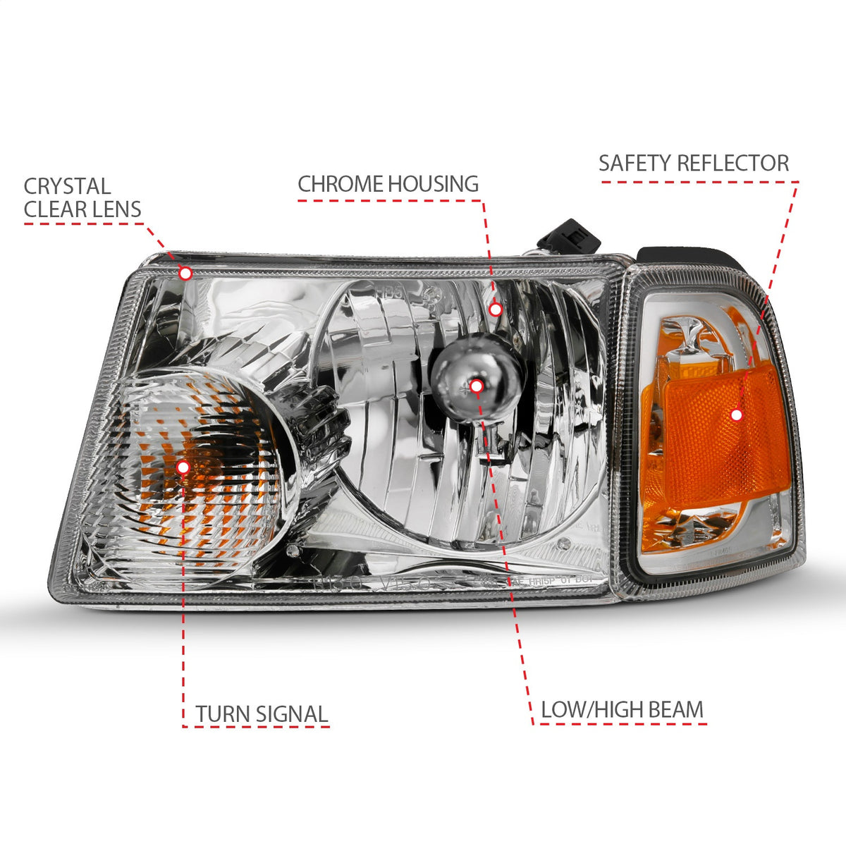 ANZO USA ZUKT_111484 Anzo ZUKT_111484 Crystal Headlight Set Clear Lens Chrome Pair