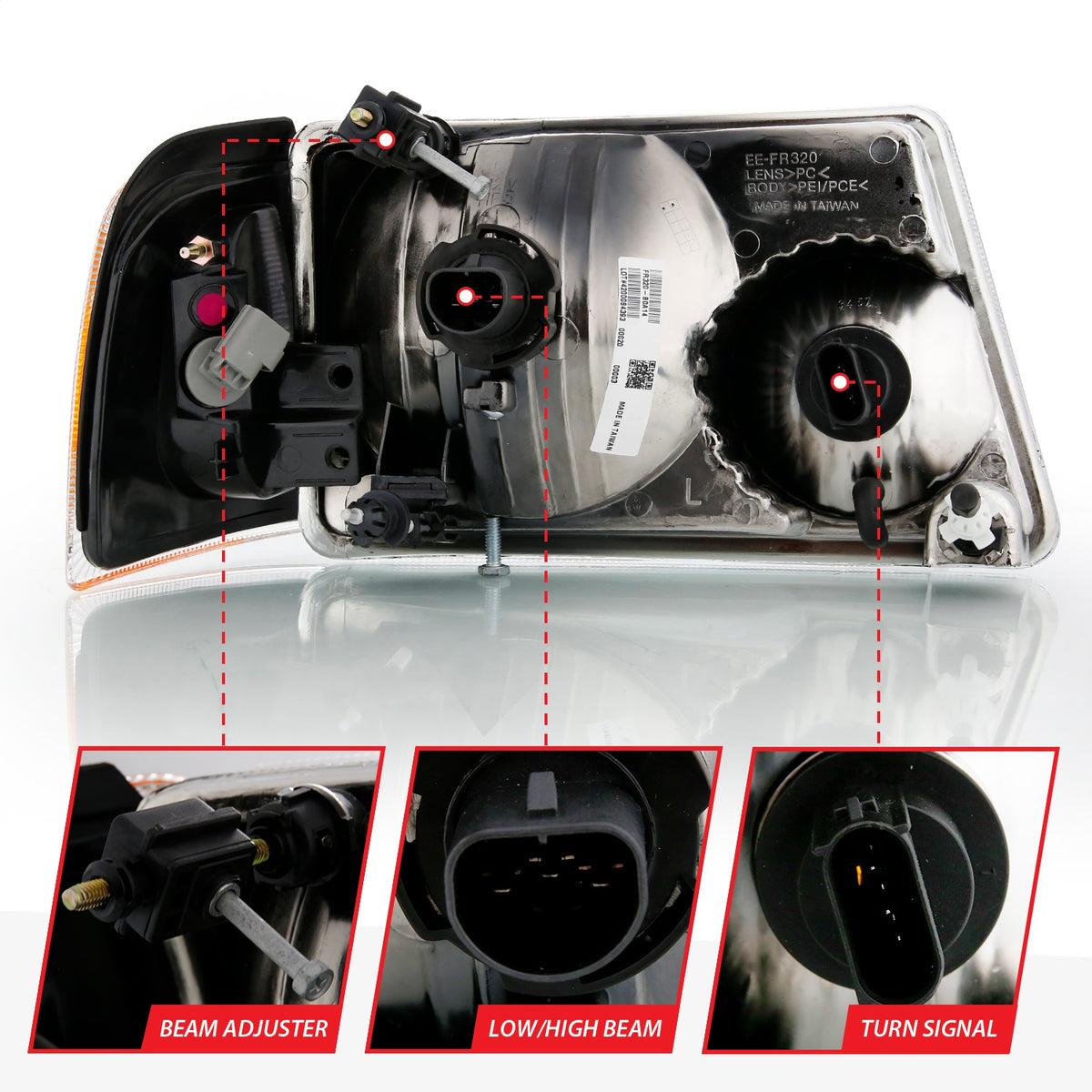 ANZO USA ZUKT_111484 Anzo ZUKT_111484 Crystal Headlight Set Clear Lens Chrome Pair