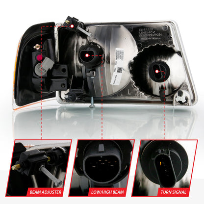 ANZO USA ZUKT_111484 Anzo ZUKT_111484 Crystal Headlight Set Clear Lens Chrome Pair
