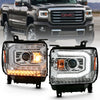 Anzo USA | Projector Headlight Set w/Plank Style Design Chrome w/Amber Sequential Turn Signal | Fits Sierra 1500 | 111486