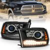 Anzo USA | Projector Headlight Set w/Halo w/Plank Style Switchback Matte Black Pair OE Style | Fits Ram 1500 | 111489