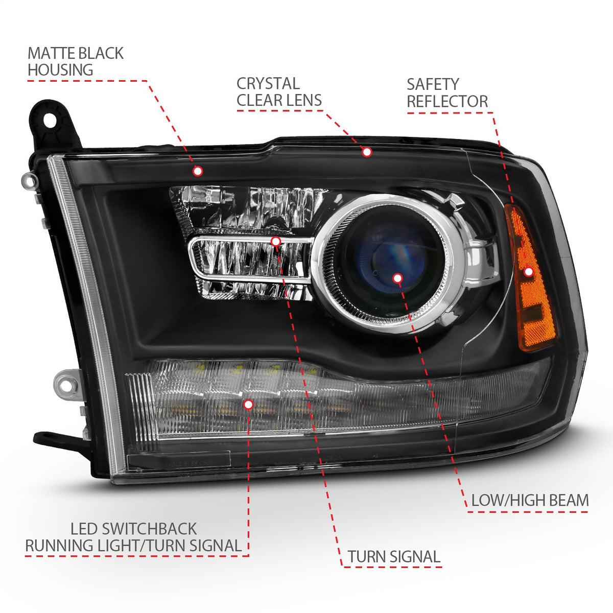 ANZO USA ZUKT_111489 Anzo ZUKT_111489 Projector Headlight Set for Ram 1500 for 111489