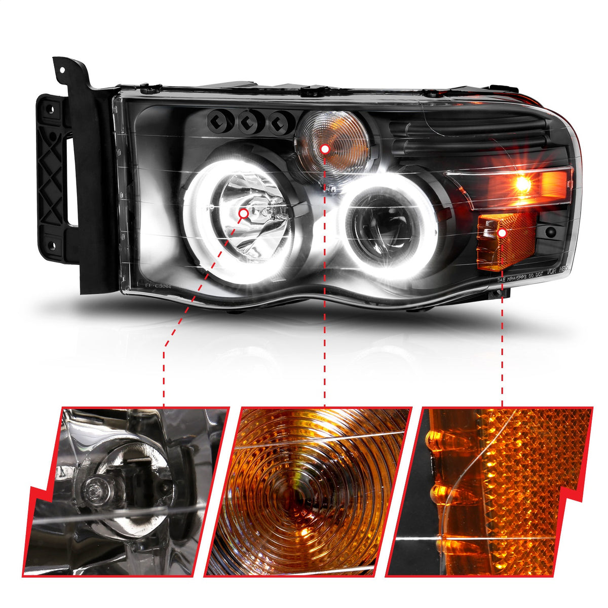 ANZO USA ZUKT_111490 Anzo ZUKT_111490 Projector Headlight Set for Ram 1500 for 111490