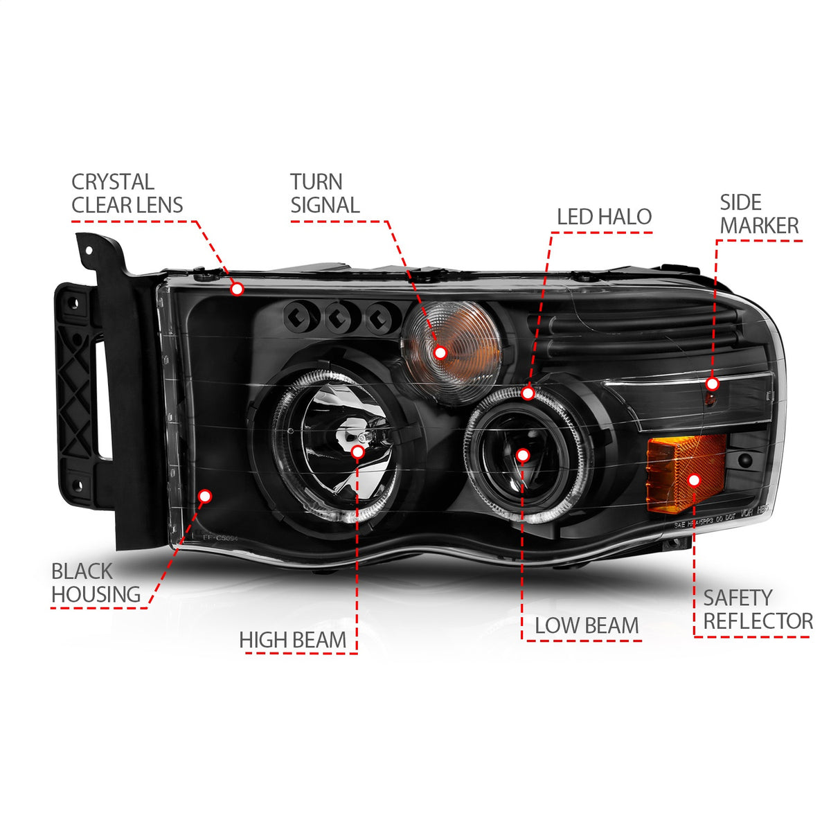 ANZO USA ZUKT_111490 Anzo ZUKT_111490 Projector Headlight Set for Ram 1500 for 111490
