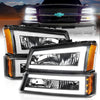 Anzo USA | Crystal Headlight Set Black Housing Pair w/Light Bar | Fits Silverado 1500 | 111501