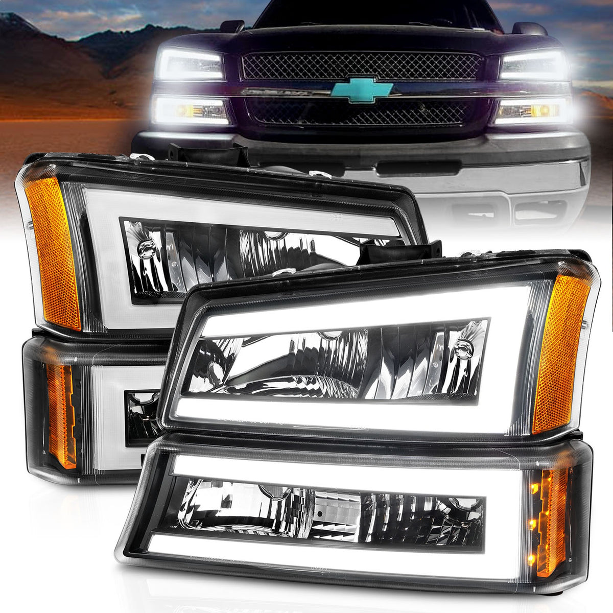 ANZO USA ZUKT_111501 Anzo ZUKT_111501 Black Housing Pair w/ Light Bar