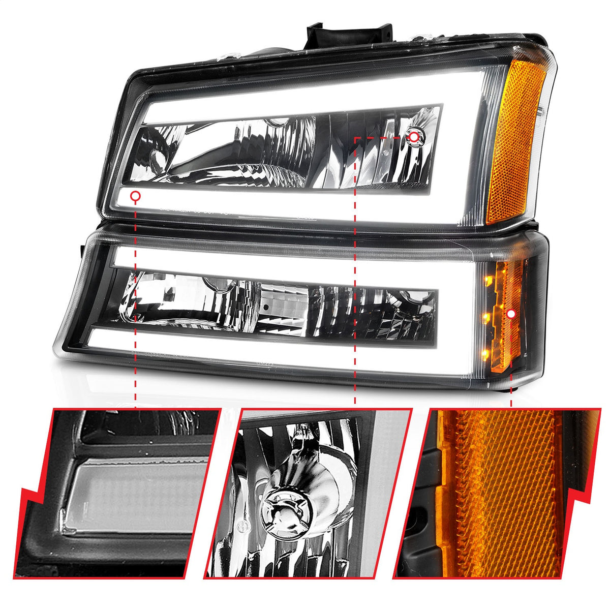 ANZO USA ZUKT_111501 Anzo ZUKT_111501 Black Housing Pair w/ Light Bar