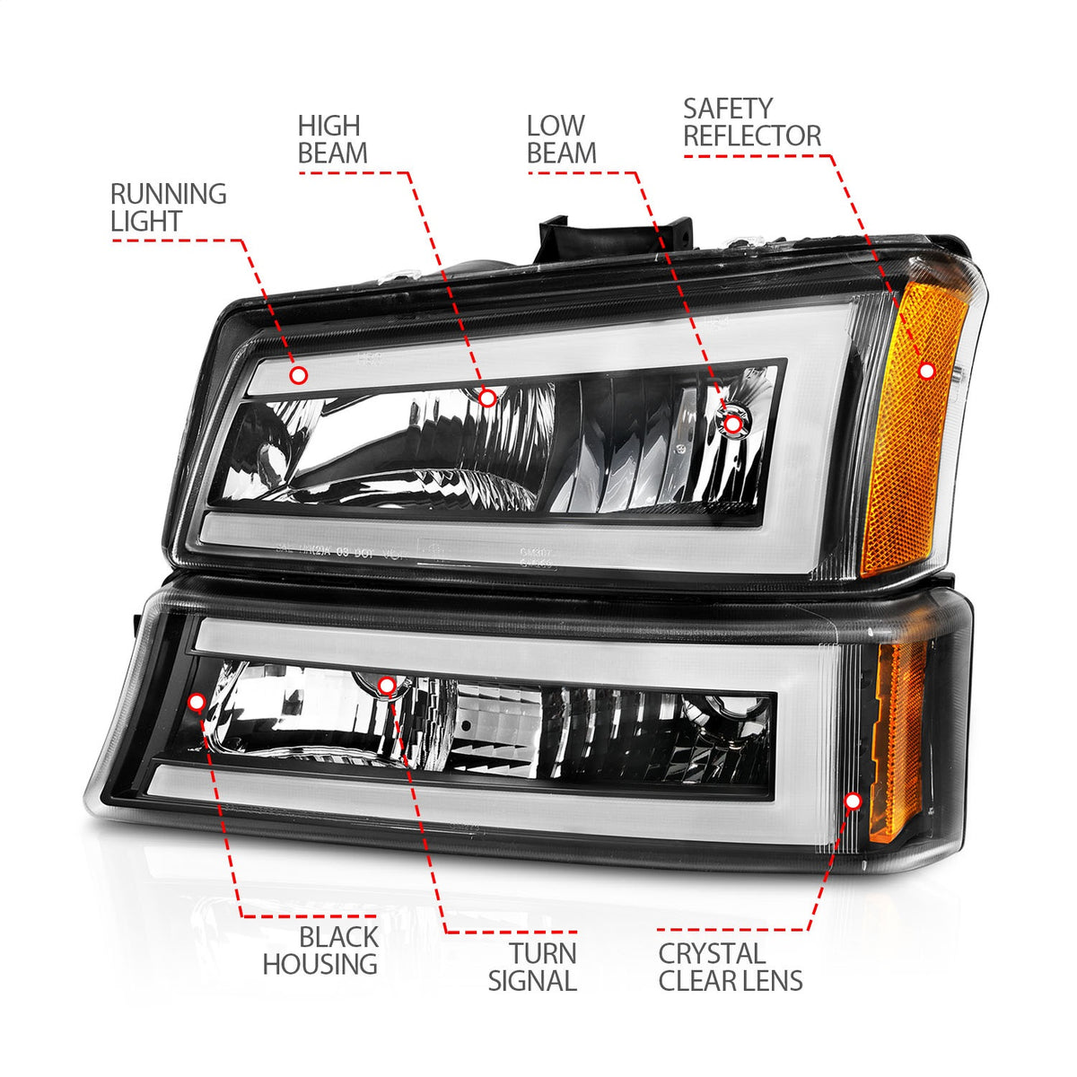 ANZO USA ZUKT_111501 Anzo ZUKT_111501 Black Housing Pair w/ Light Bar