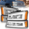 Anzo USA | Crystal Headlight Set Chorme Housing Pair w/Light Bar | Fits Silverado 1500 | 111502