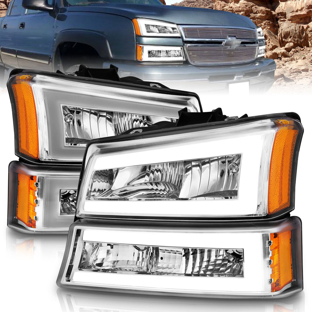 ANZO USA ZUKT_111502 Anzo ZUKT_111502 Chorme Housing Pair w/ Light Bar