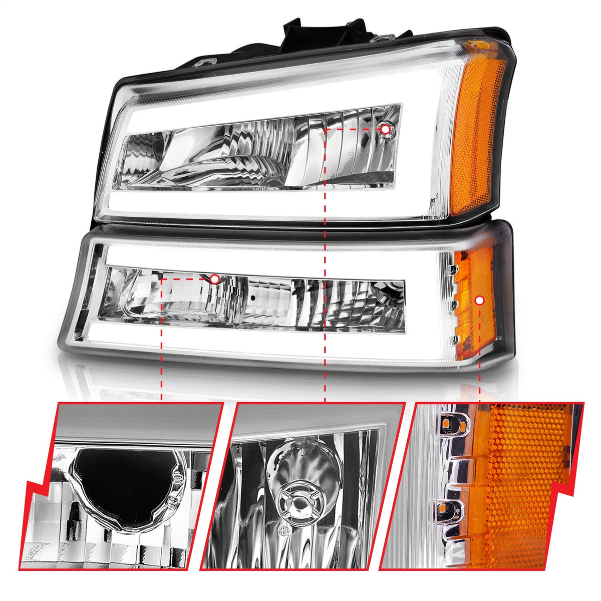 ANZO USA ZUKT_111502 Anzo ZUKT_111502 Chorme Housing Pair w/ Light Bar