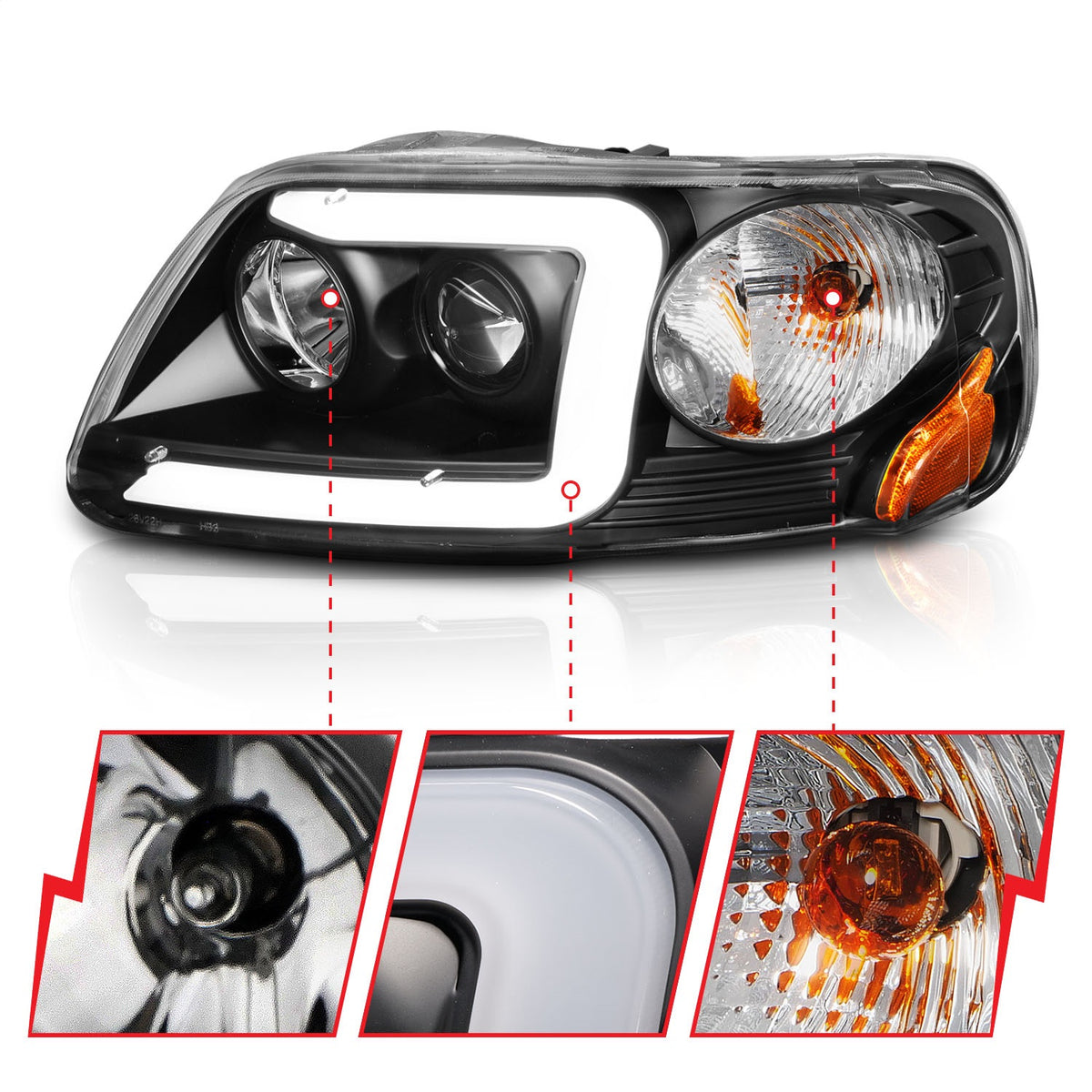 ANZO USA ZUKT_111503 Anzo ZUKT_111503 Lens Black Housing w/ Light Bar