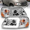 Anzo USA | Projector Headlight Set Clear Lens Chorme Housing w/Light Bar Pair | Fits F-150 | 111504