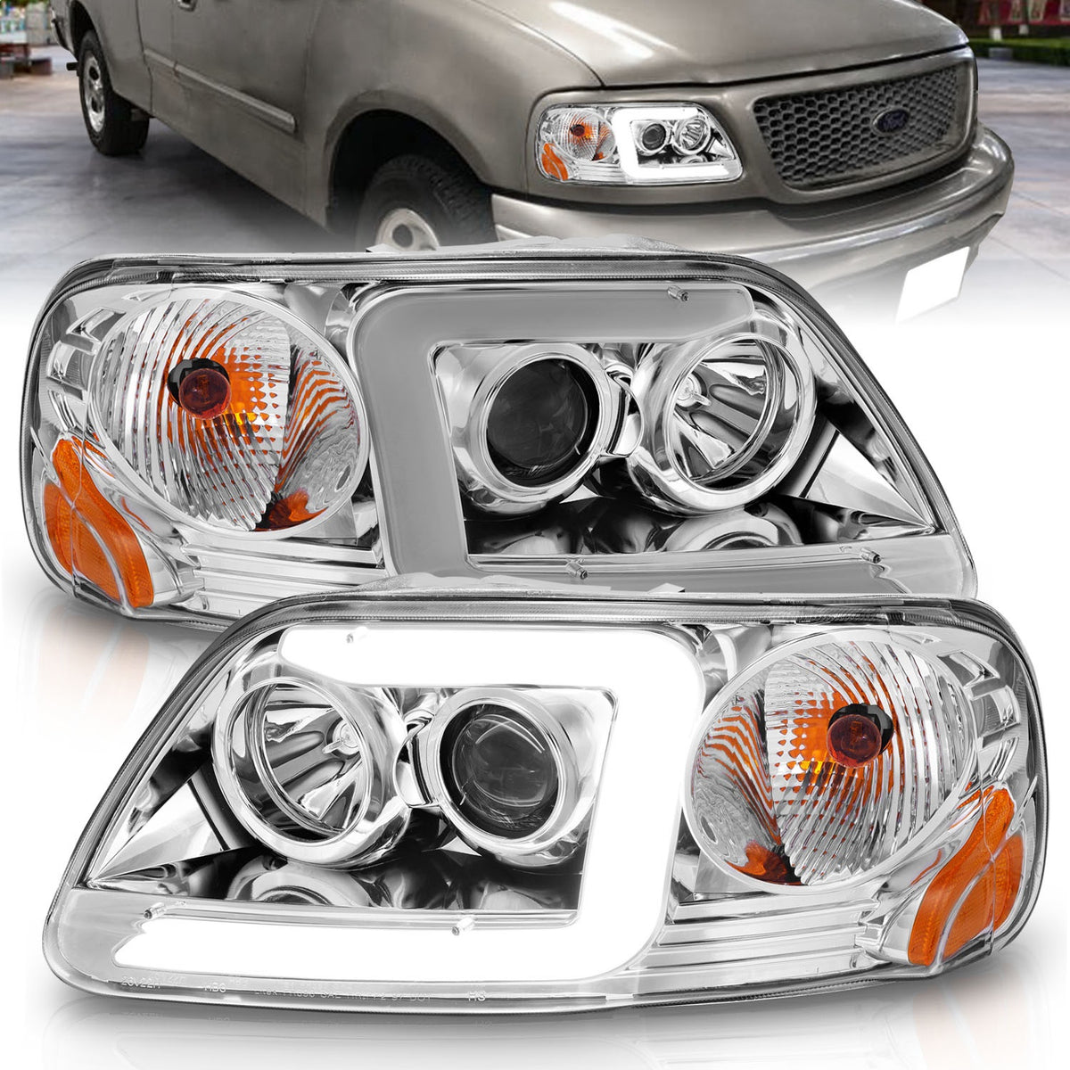 ANZO USA ZUKT_111504 Anzo ZUKT_111504 Lens Chorme Housing w/ Light Bar